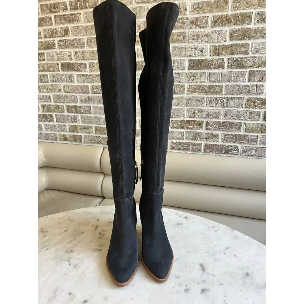 NEW TREASURE & BOND Heidi Over The Knee grey suede Boots Size 8